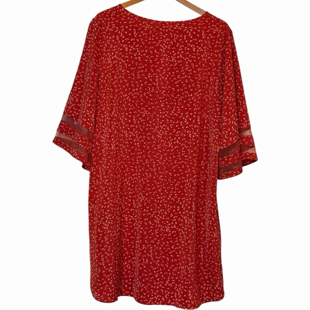 Plus Size Floral Dress Womens 2XL Red Ditsy Boho Tunic NWT Cottagecore Hippie - Picture 3 of 11